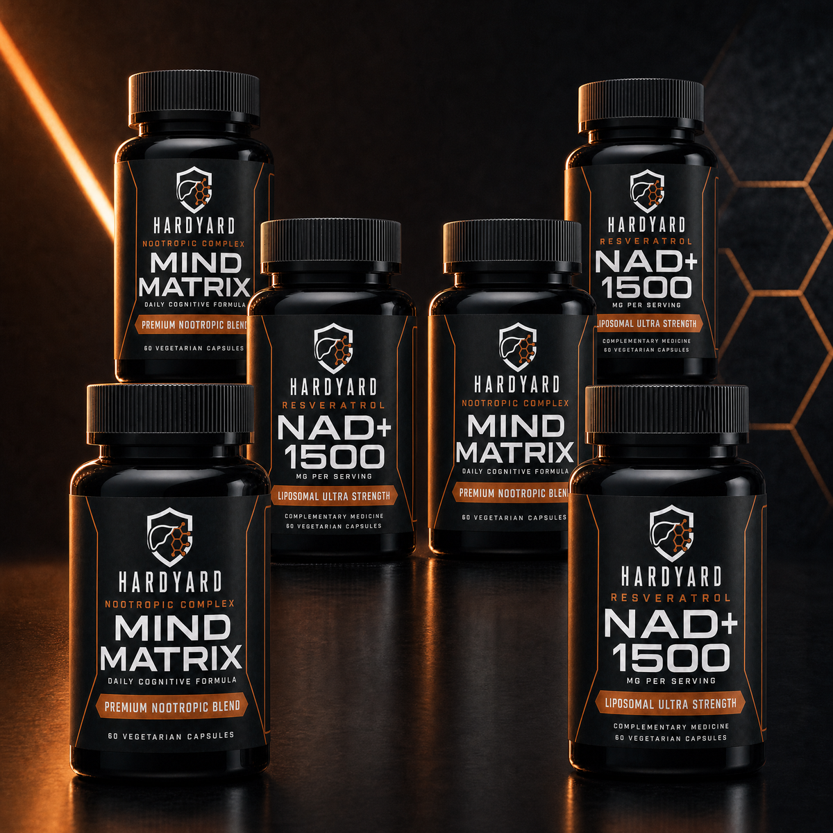 HARDYARD Complete Stack three month subscription with three MIND MATRIX and three NAD+ 1500 bottles
